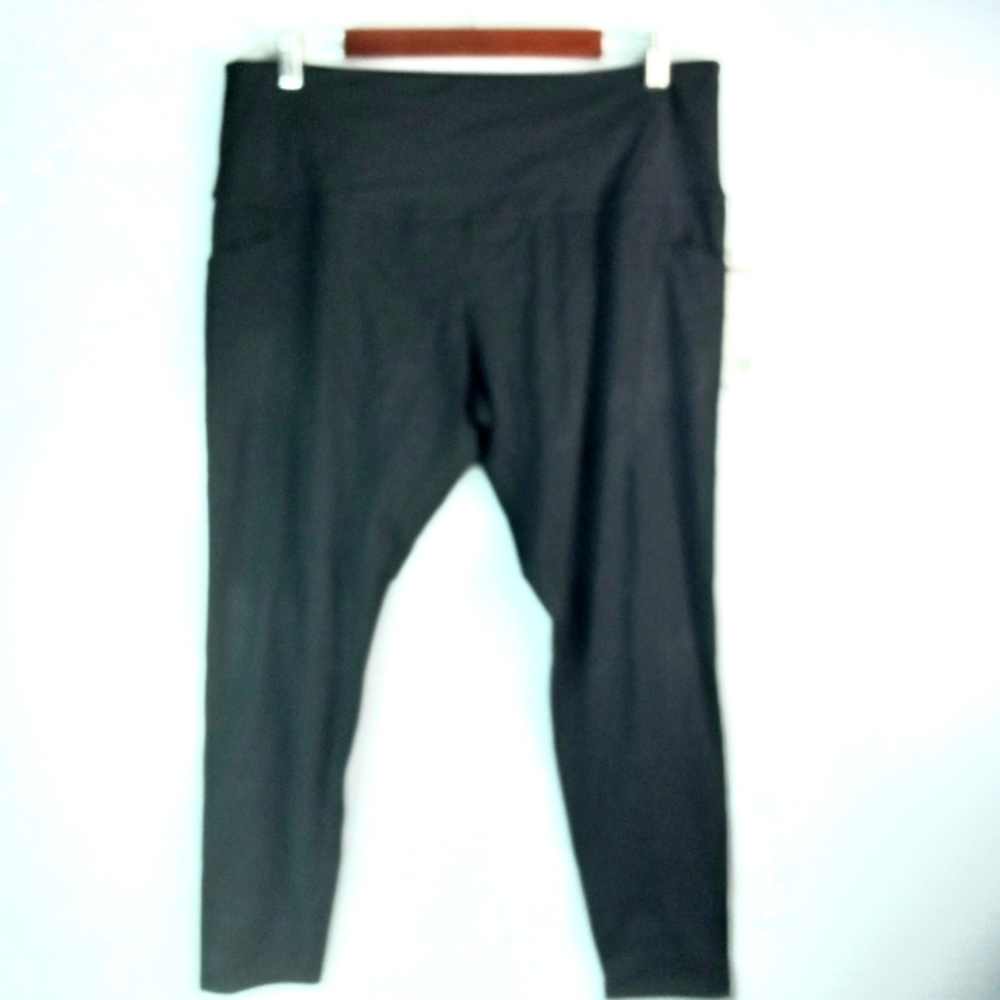 Love & Sports XXXL High-Waisted Athletic Pocketed Leggings in Black